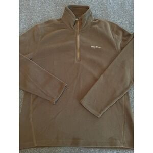 Eddie Bauer Brown Pullover Mens Sz M 1/4 Zip Sweater Jacket Warm Winter Layer